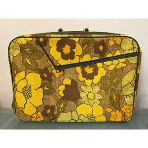 Vintage Bantam Zip Around Overnight Luggage Suitcase 60s 70s Floral retro Japan